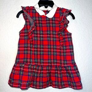 Janie & Jack red plaid peplum girls top